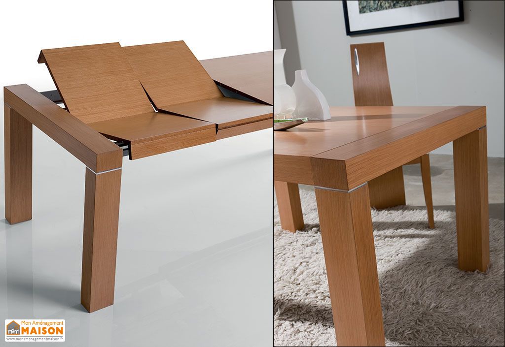 Table de Salle à Manger Extensible 160/250x90cm en Chêne Massif Mikonos