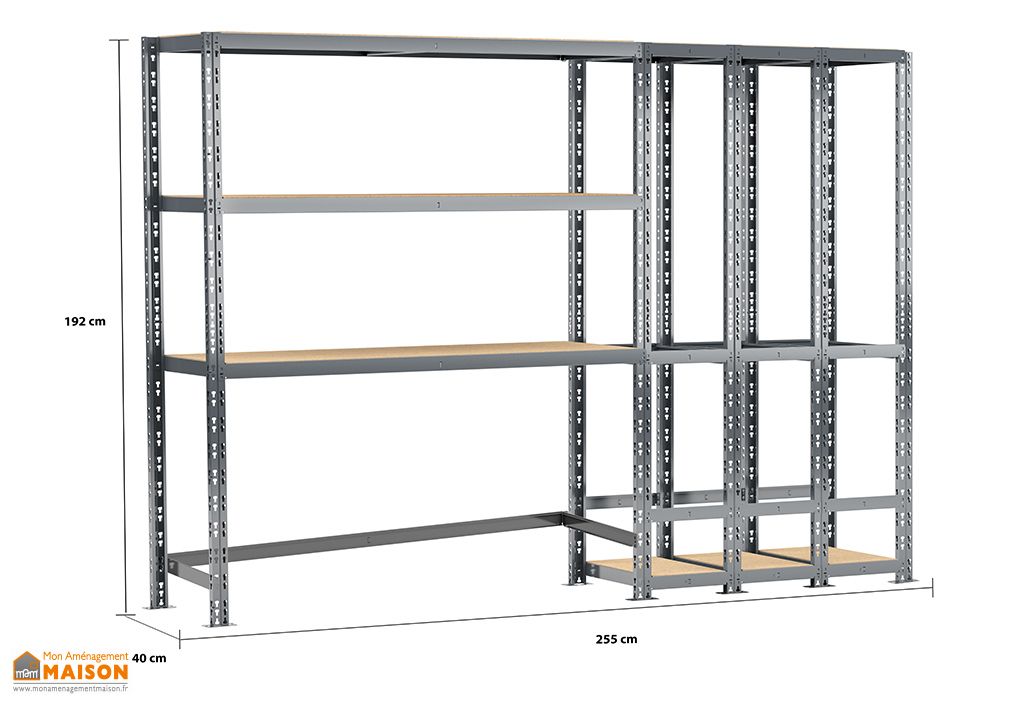 Rayonnage 2 Etageres Metalliques Et 3 Box 255 Cm Systeme
