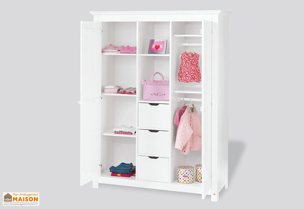 Armoire Pour Enfant Epicea Massif Blanc Nina Pinolino