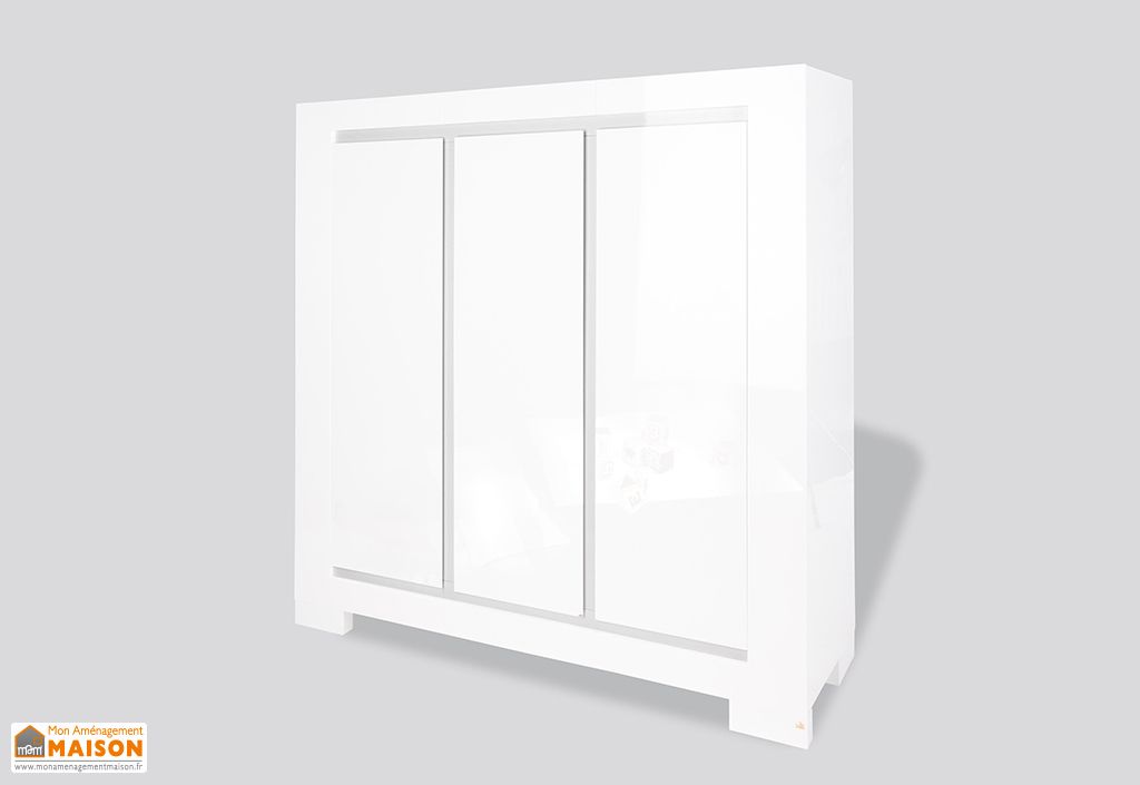 Armoire Pour Enfant Blanc Laque Sky 3 Portes Pinolino