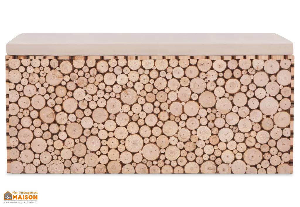 Banc Interieur En Bois Effet Buches Avec Coussin 100 Cm Vidaxl
