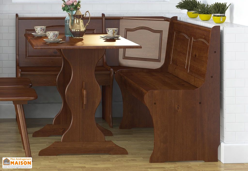 Banc Rustique Salle A Manger En Bois Massif Chocolat 4 Places