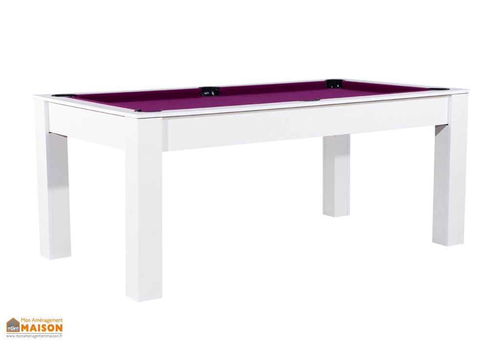 Billard Convertible En Table A Manger 6 Personnes New York Blanc