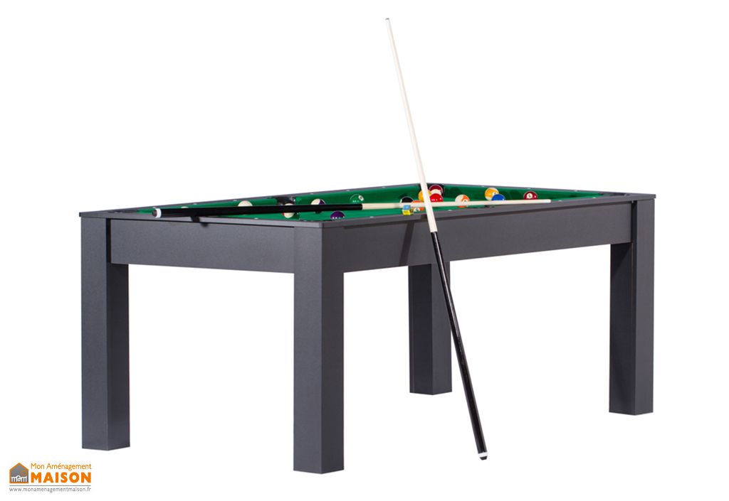Billard Convertible En Table A Manger 6 Personnes New York Noir