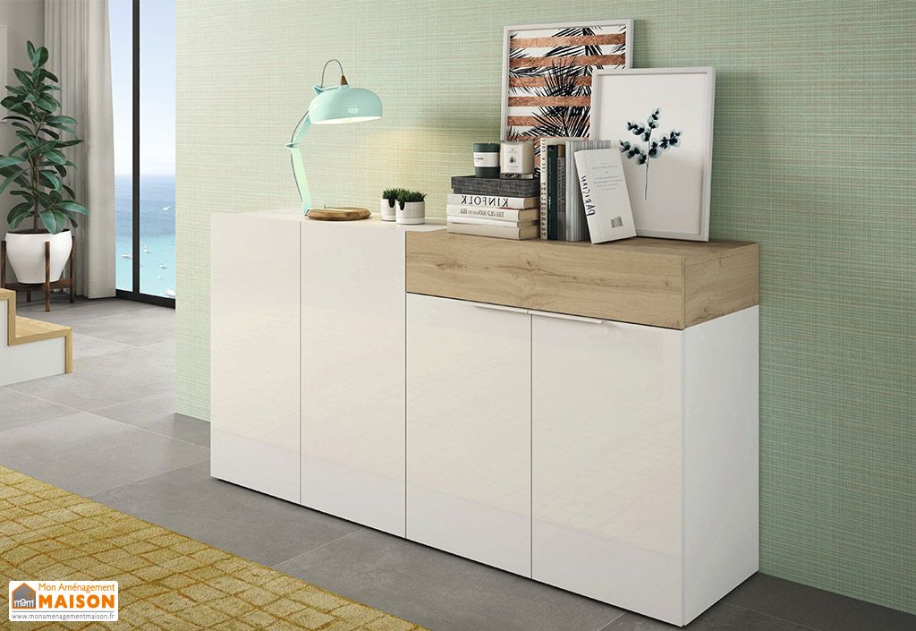 Buffet en Bois Aura 160 x 40 cm Ramis Table à Manger Extensible en Bois Aura 140 x 90 cm Ramis
