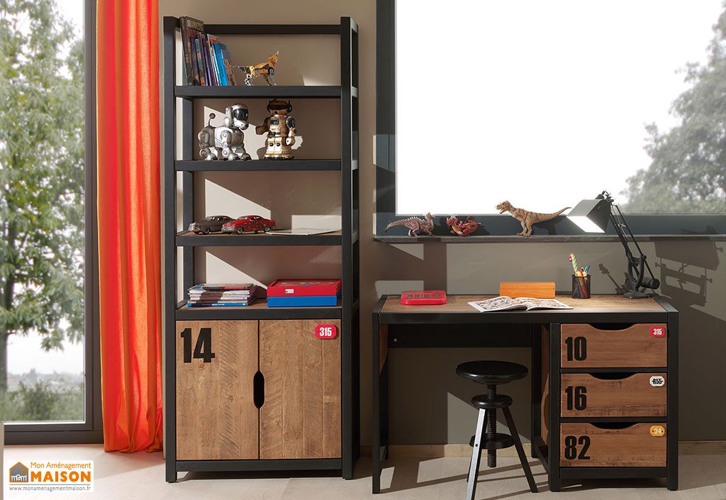 Bureau Ado 130 Cm Et Bibliotheque En Bois Alex Vipack