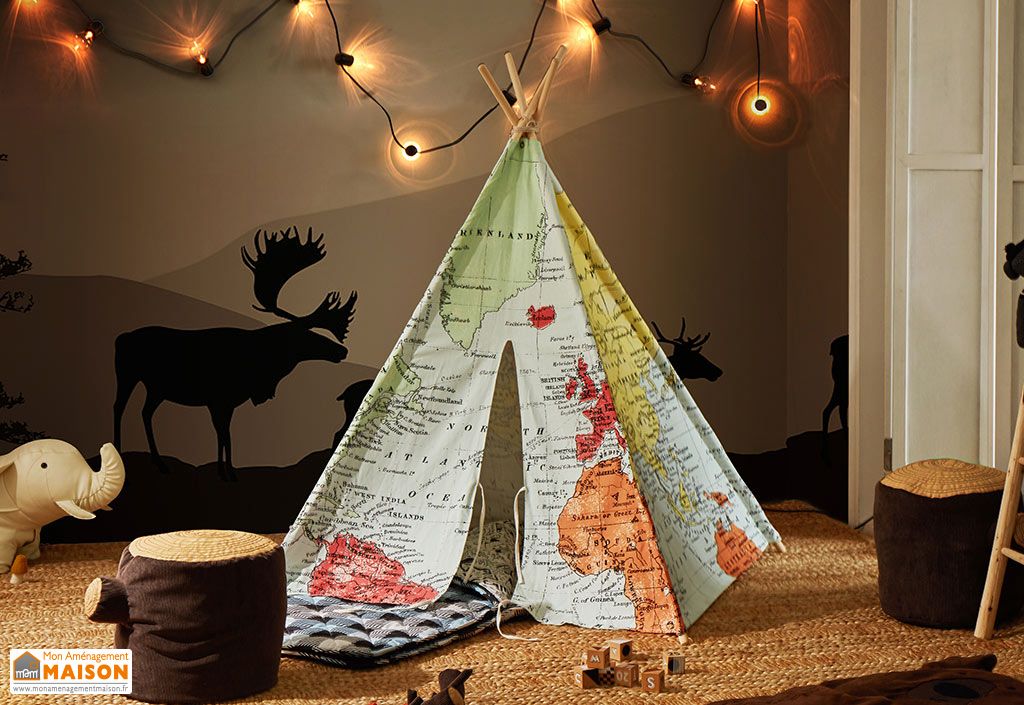 Cabane Tipi Enfant DJECO - Tente Spacieuse Multicolore Légère - 106x140 Cm - Idéale Jeu Intérieur Extérieur Dès 3 Ans