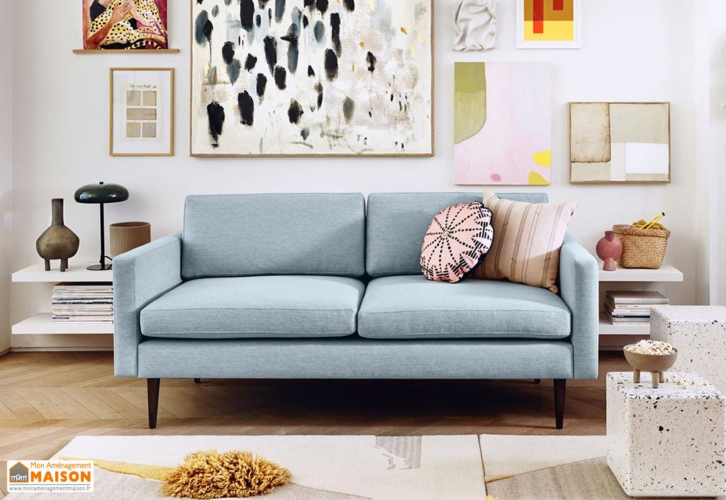 canape 2 places simili lin et bois massif 175 cm pls coloris swyft