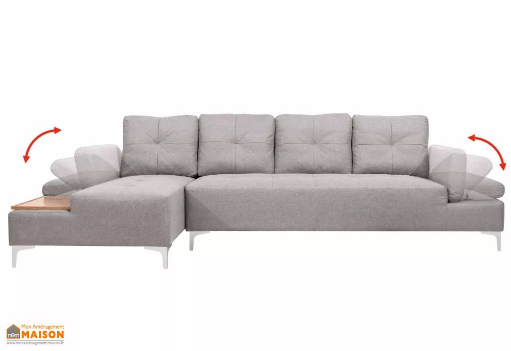 canape d angle avec meridienne 4 places tissu gris clair plateau vidaxl