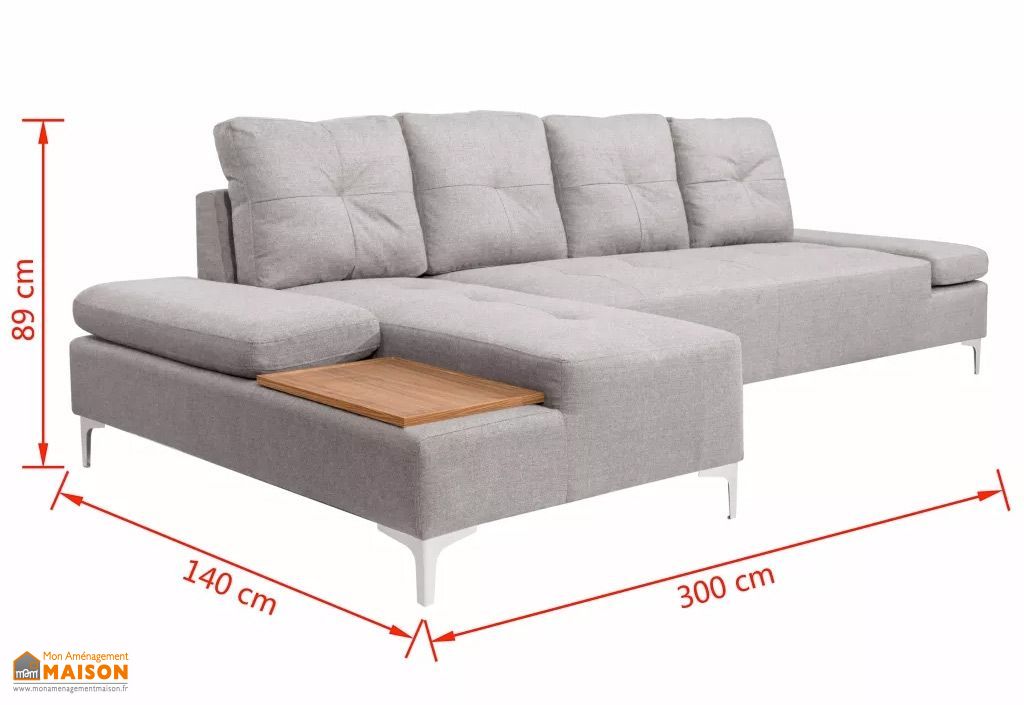 canape d angle avec meridienne 4 places tissu gris clair plateau vidaxl