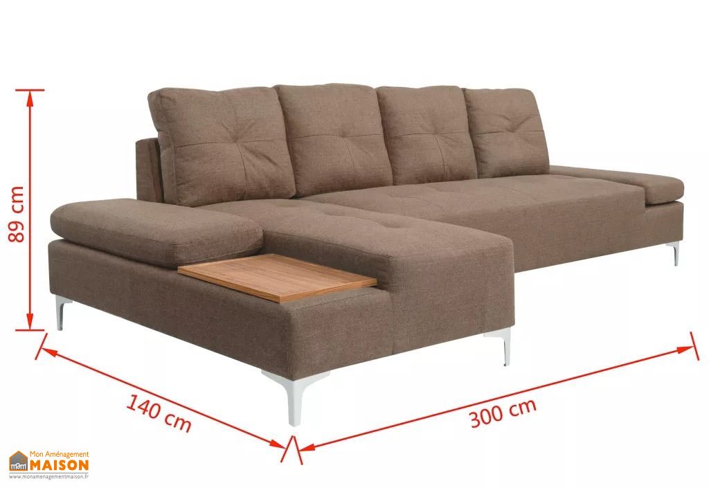 canape d angle avec meridienne 4 places tissu marron plateau vidaxl