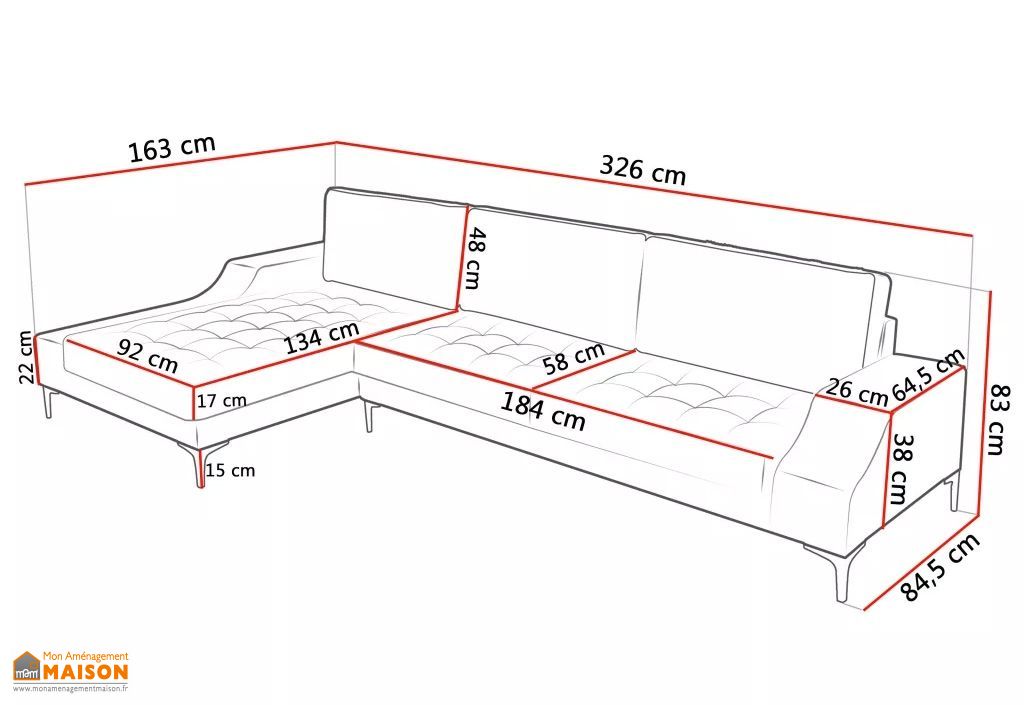canape d angle avec meridienne 4 6 places tissu gris 3m vidaxl