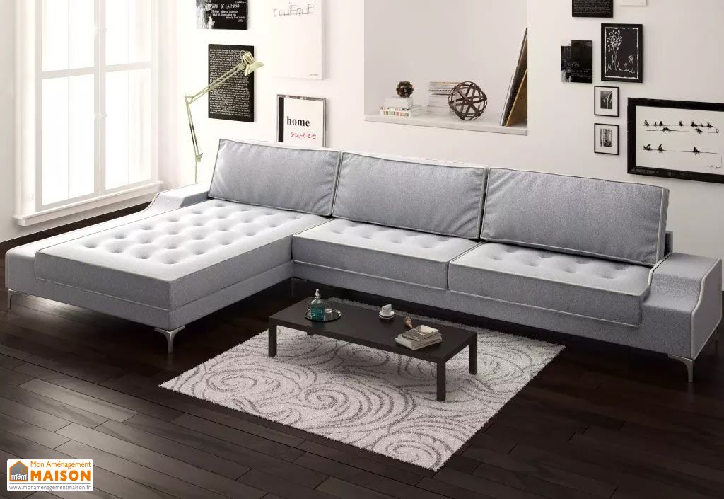 canape d angle avec meridienne 4 6 places tissu gris 3m vidaxl