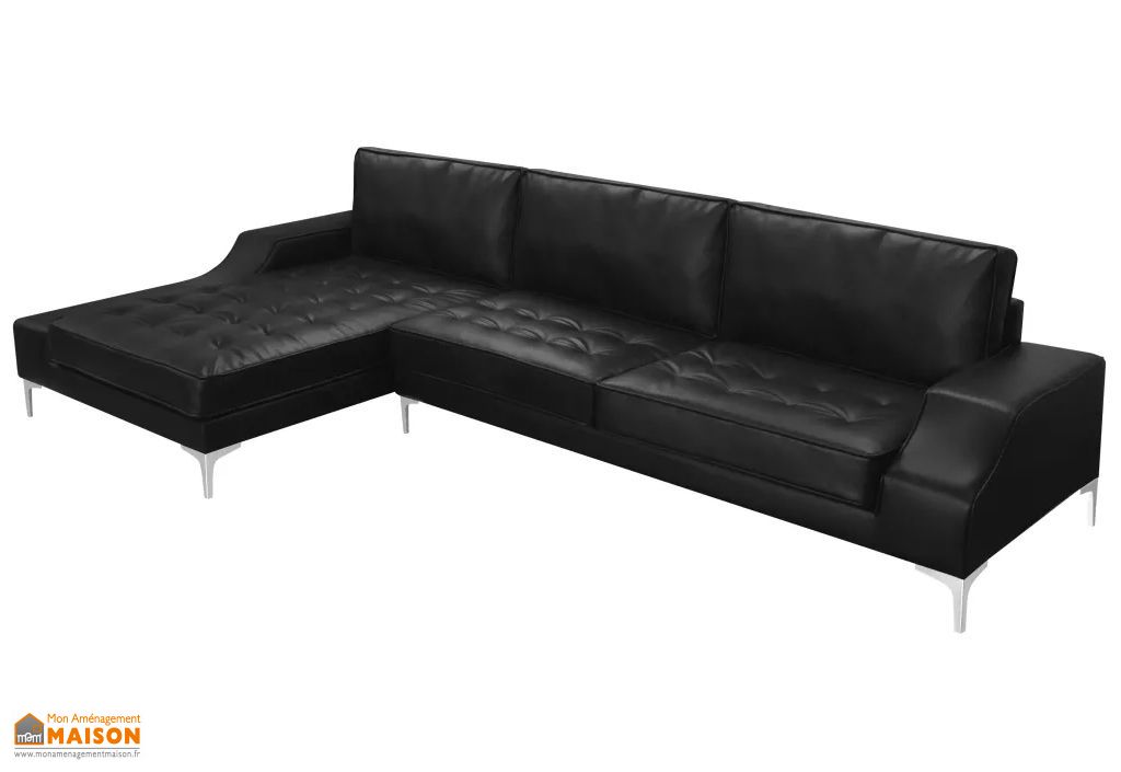 canape d angle avec meridienne 4 6 places cuir synthetique noir 3m vidaxl