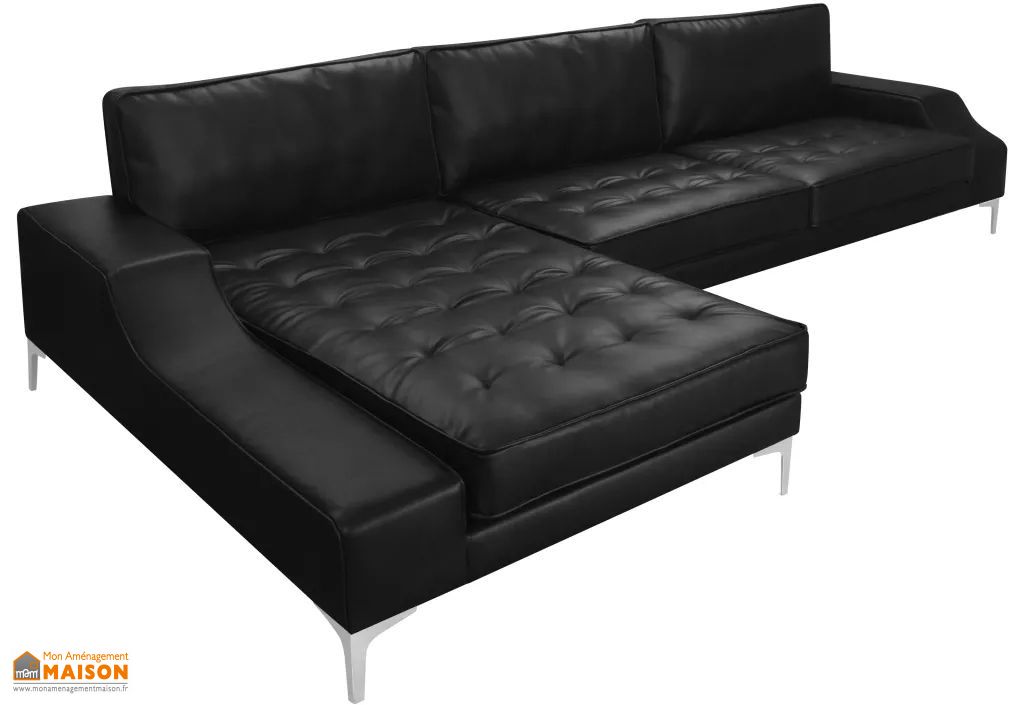 canape d angle avec meridienne 4 6 places cuir synthetique noir 3m vidaxl