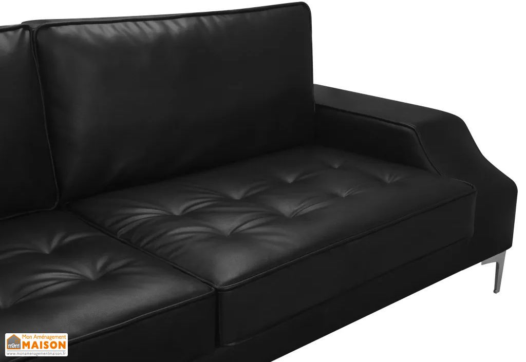 canape d angle avec meridienne 4 6 places cuir synthetique noir 3m vidaxl