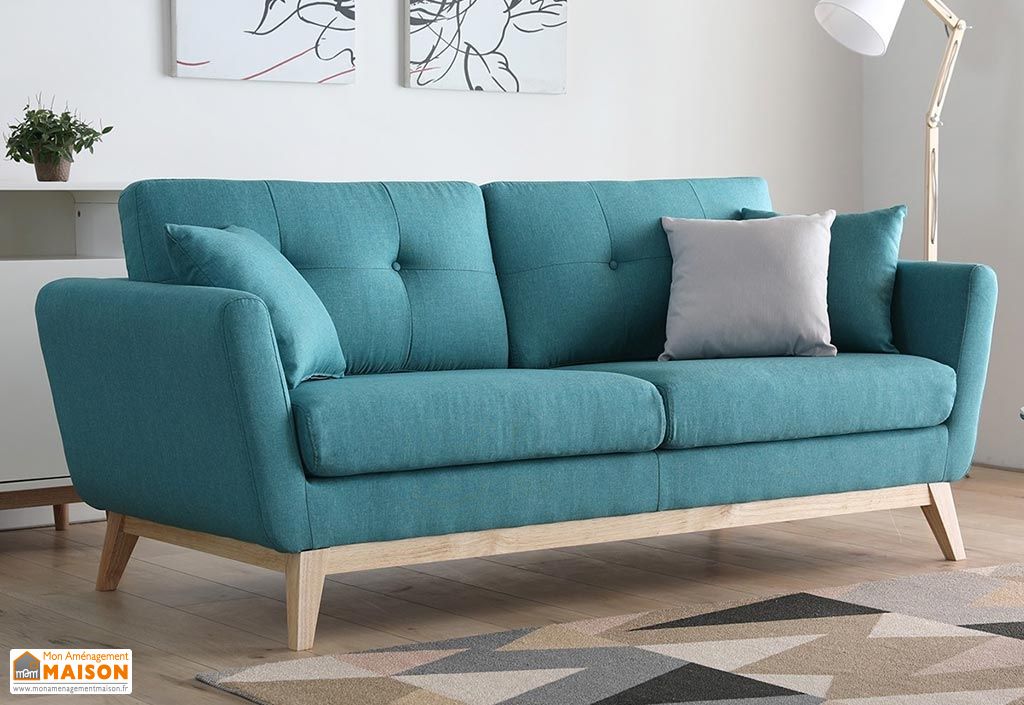 Canapé Convertible Scandinave Tissu 3 Places Louise - 190 ...