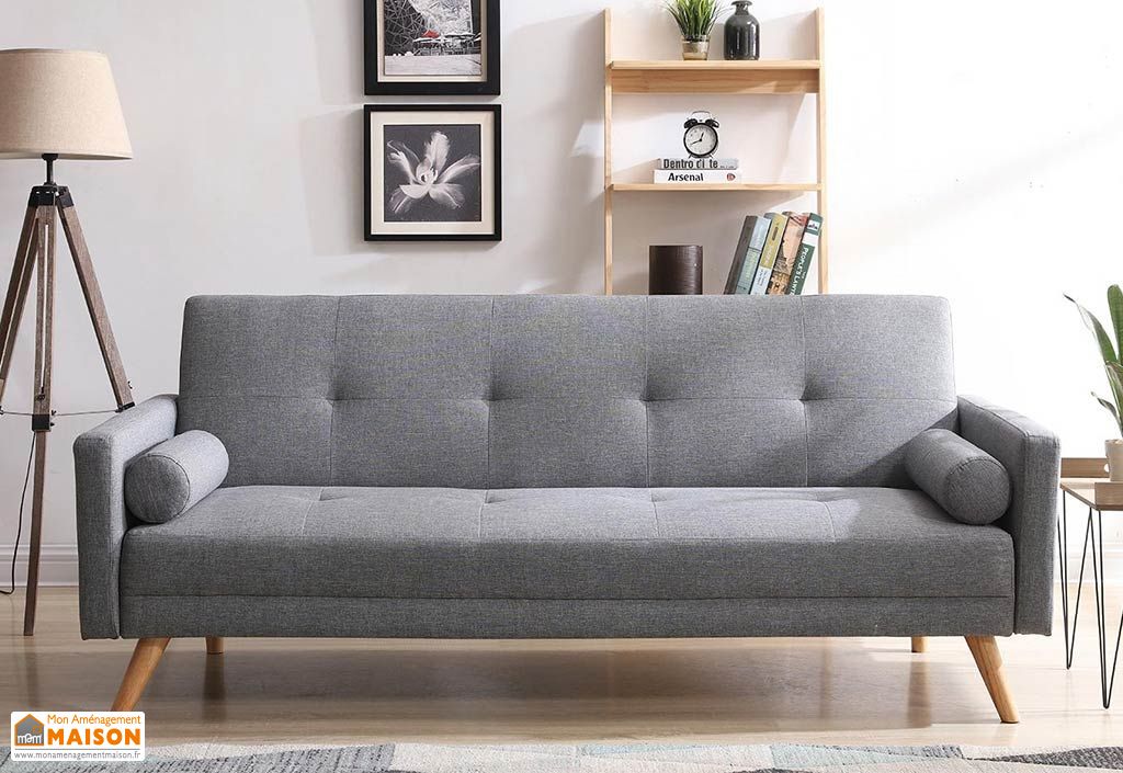 Canapé Convertible Scandinave En Tissu 3 Places Gabriel 210 Cm Gris