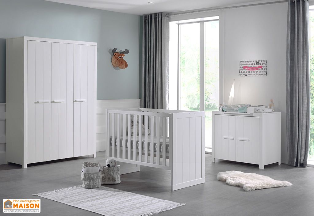 Chambre Bebe En Bois Lit Bebe Commode Et Armoire 3 Portes Erik Vipack