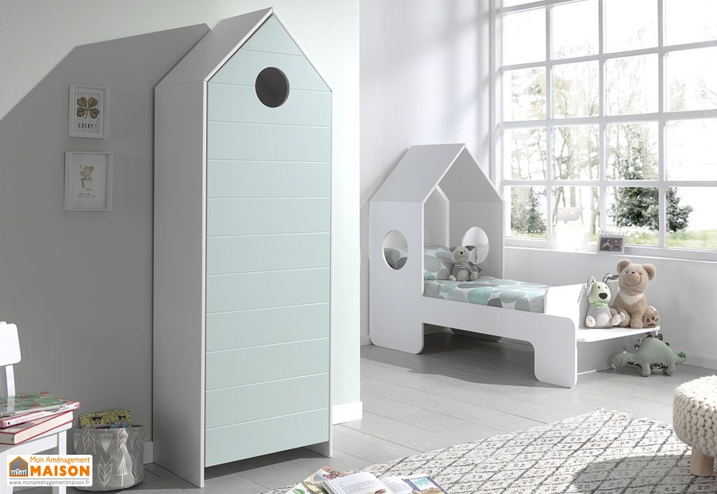 Chambre Enfant Lit Cabane 70 X 140 Cm Et Armoire Casami Pls Col Vipack