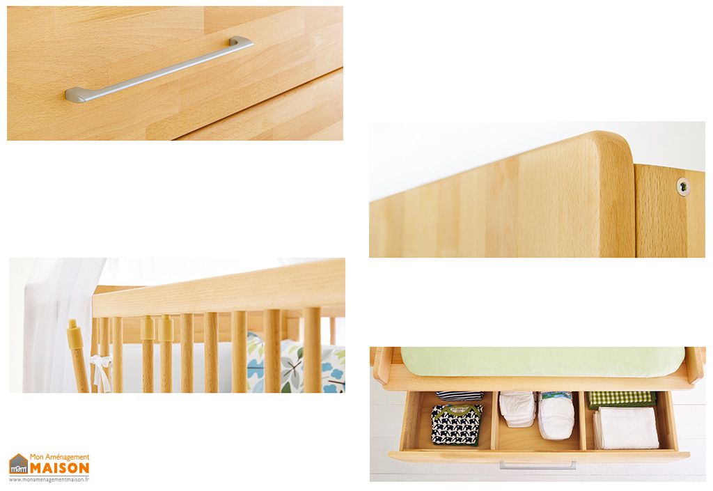 Chambre Evolutive Bebe Enfant Lit Armoire Commode A Langer Natura Pinolino