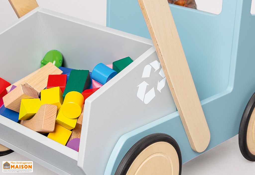 Chariot de Marche en Bois Trotteur Bébé Camion Bleu – Fred - Pinolino
