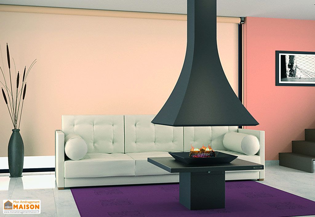 cheminee centrale suspendue sans porte base et foyer acier ch91 focgrup