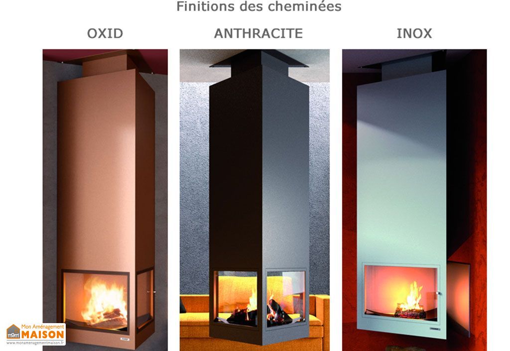 cheminee centrale suspendue avec porte et foyer acier ch95 4 coloris focgrup