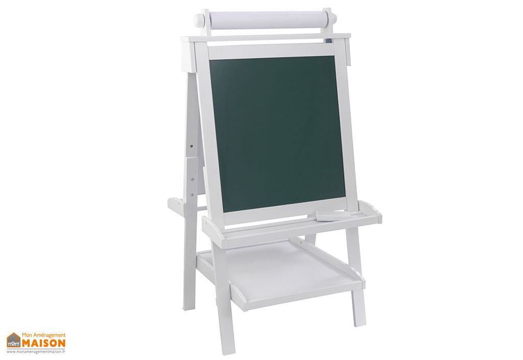 Chevalet En Bois Blanc Avec Papier Et Tableau Noir 120 Cm Kidkraft