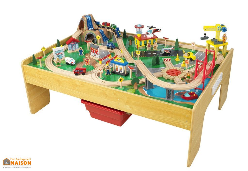 Circuit De Train Table En Bois Massif Adventure Town Kidkraft