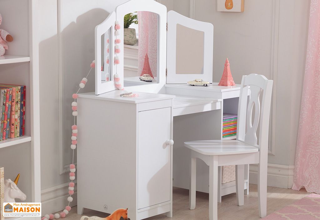 Coiffeuse en Bois Blanc pour Enfant Design Contemporain - Kidkraft