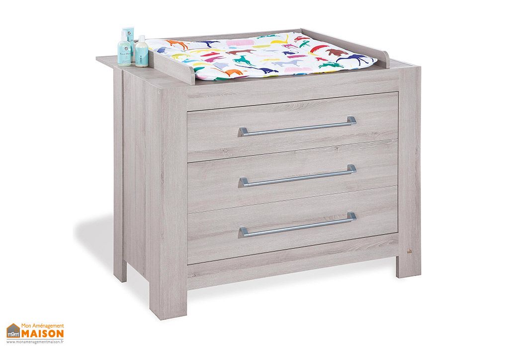 Commode en Pin et Frêne Massif Gris Somnio - Commode en ...