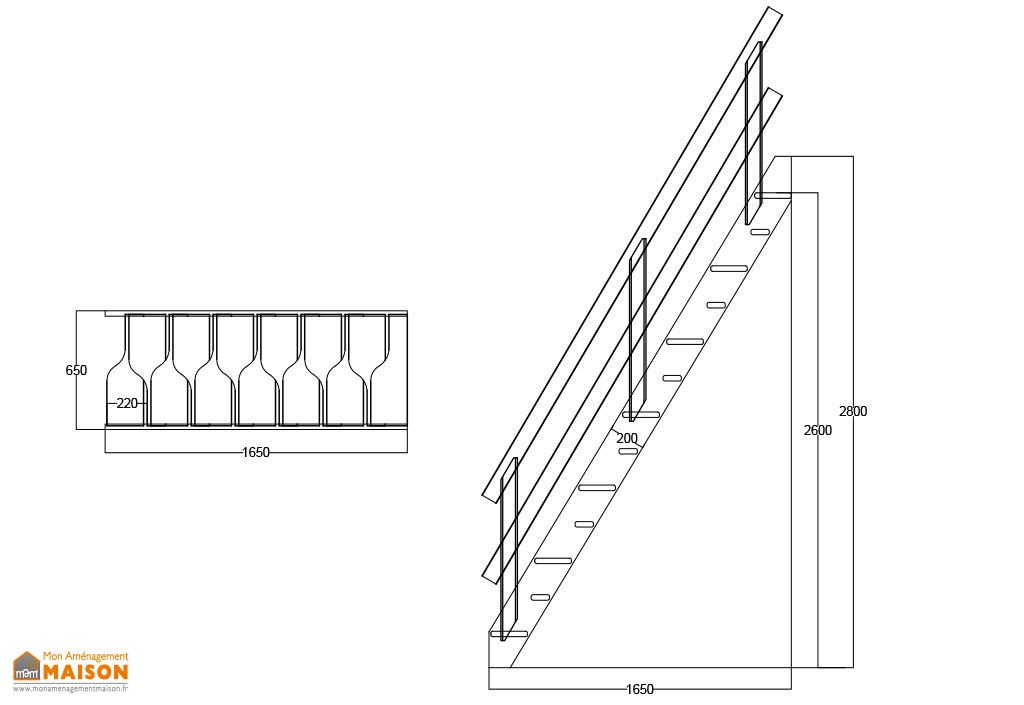 escalier a pas japonais pas decale en hetre levigne