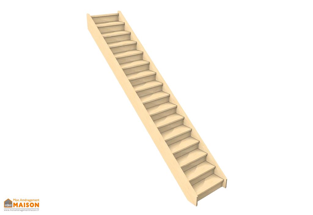 Escalier Droit Bois 288 Cm Olea Contremarches Pls Essences