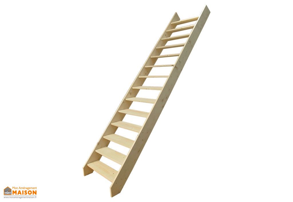 Escalier Droit En Bois De Sapin Reglable En Hauteur 2 20 3 00 M