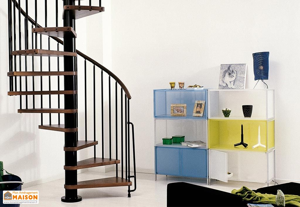 Escalier en Colimaçon Klan ∅ 120 cm Hêtre Foncé et Acier ...