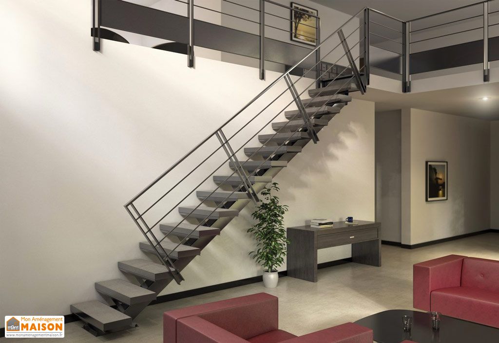 Limon Central Manhattan Pour Escalier Droit En Acier 281 A 350 Cm Escalier Metal