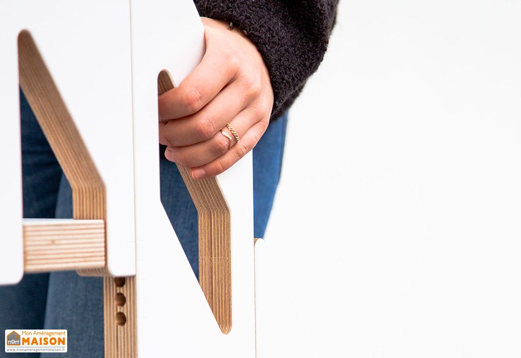 escalier pliable en bois slim 130 a 315 cm finition blanche klapster