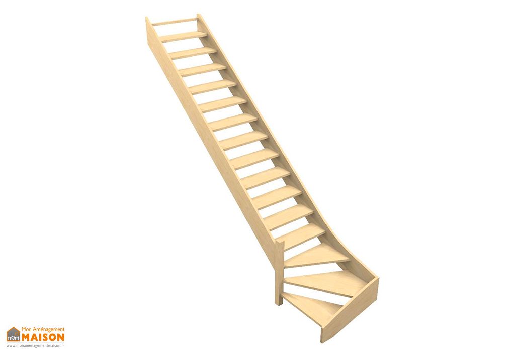 Escalier Quart Tournant Bas En Bois 288 Cm Olea Levigne