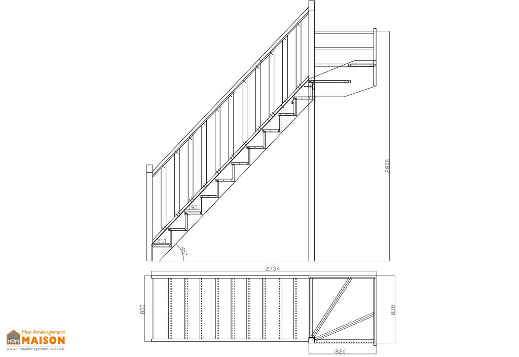escalier quart tournant 80