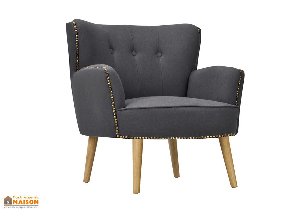 Fauteuil Rétro En Bois Et Lin Vintage Pls Coloris