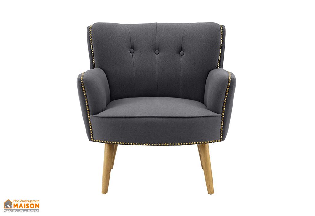 Fauteuil Rétro En Bois Et Lin Vintage Pls Coloris