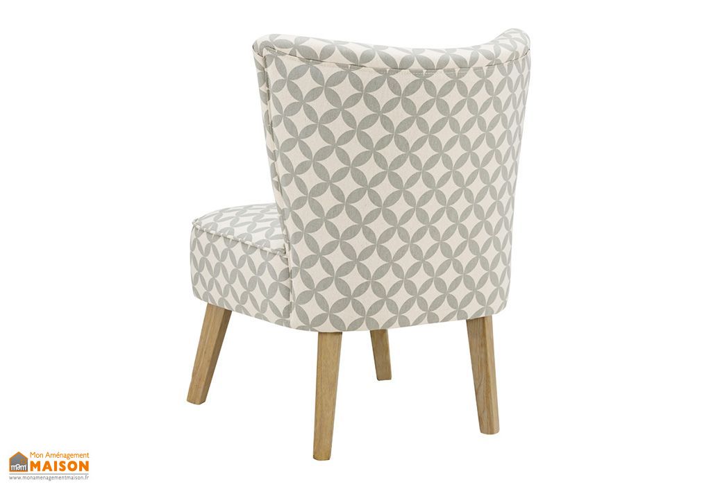 Fauteuil Scandinave Avec Motif Vintage Gris Et Blanc Scandy