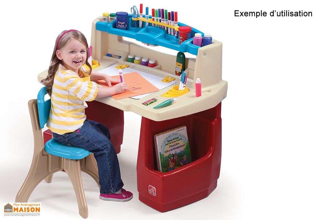 Grand Bureau Pour Enfant En Plastique Avec Tableau Blanc Chaise Step2