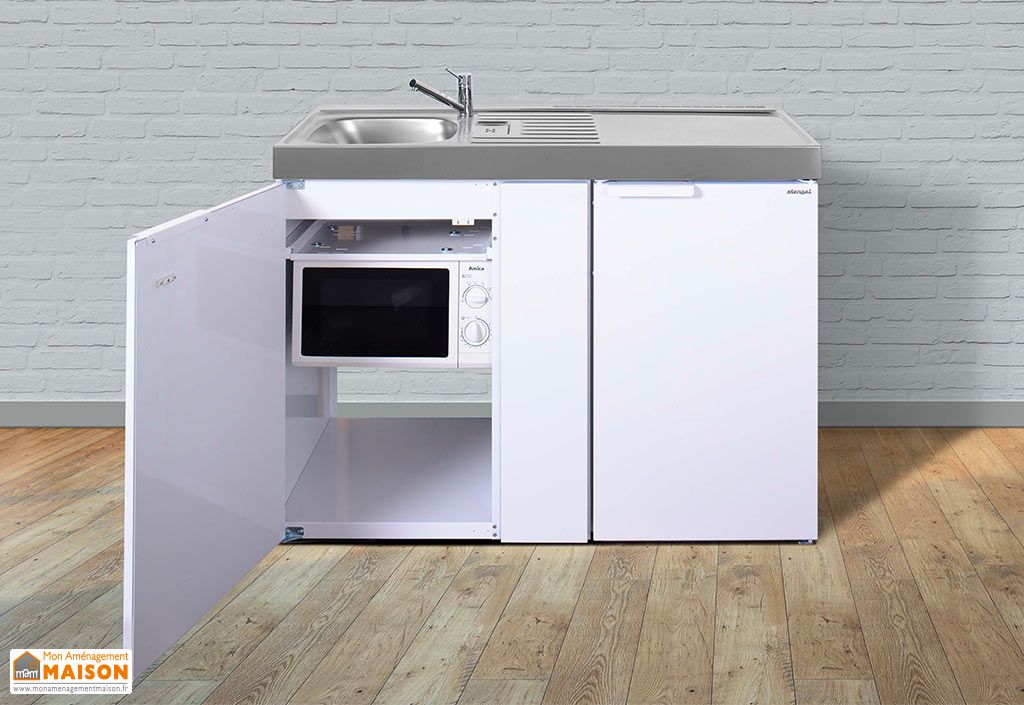 Kitchenette Blanche Avec Frigo Et Micro Ondes Mkm120 Stengel