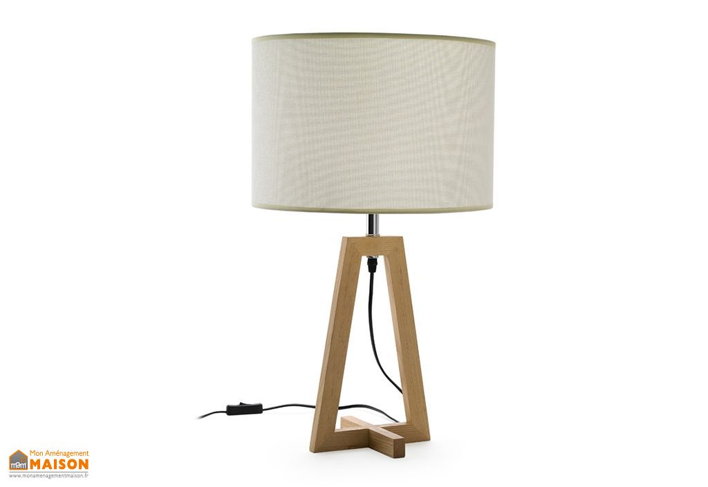 Lampe De Chevet Sur Pieds En Bois 68 Cm Meuble Maison