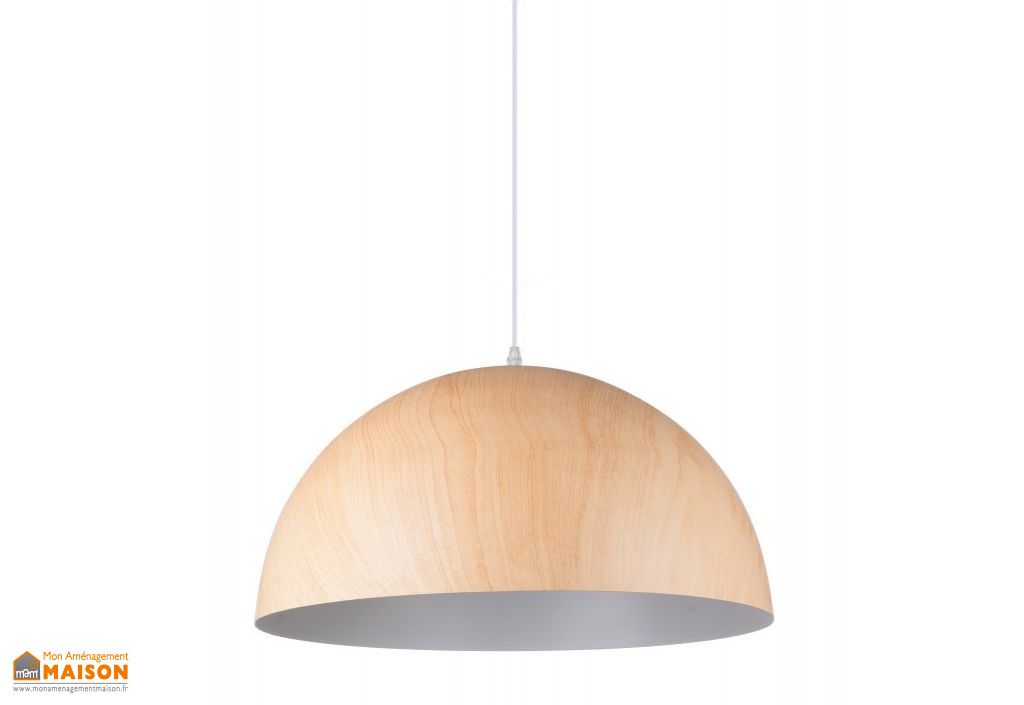 Lampe Suspension Design En Metal Imitation Bois 2 Teintes