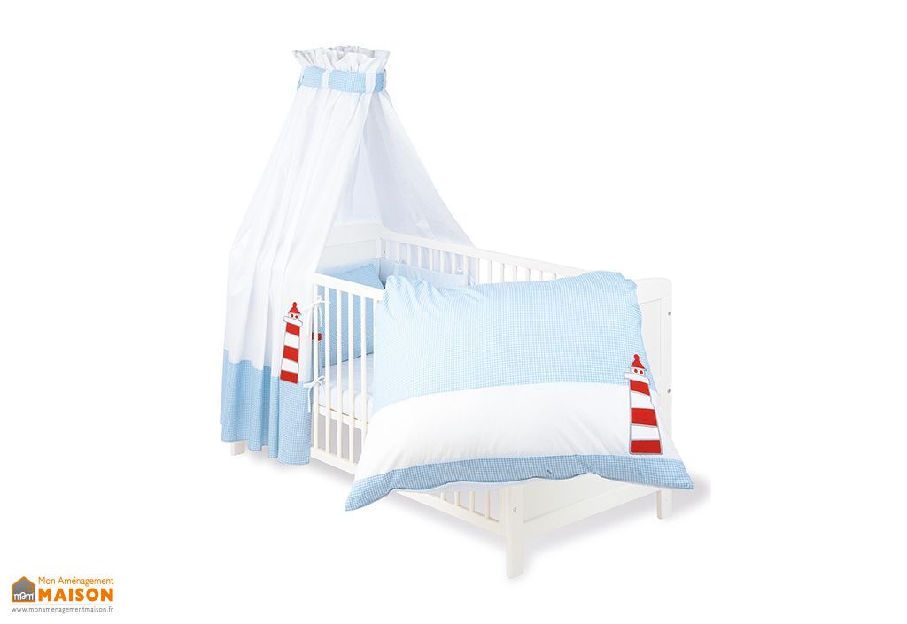 Ensemble Linge De Lit Bebe Marin 4 Pieces Pinolino
