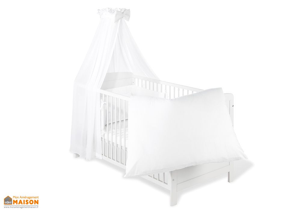 Ensemble Linge De Lit Bebe Voilage Blanc 4 Pieces Pinolino