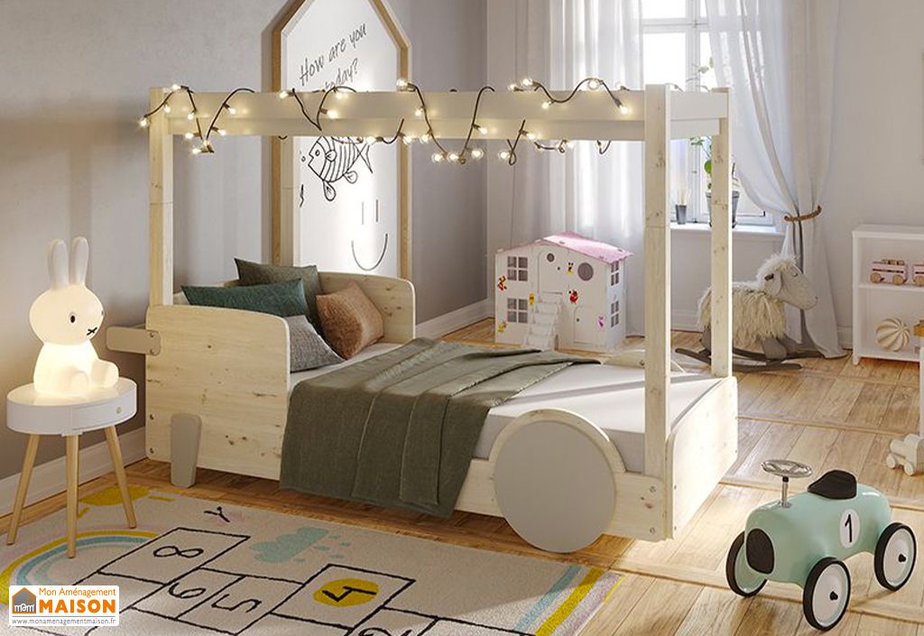 Lit Baldaquin Enfant Bois De Sapin Discovery 90 X 190 Cm Pls Coloris Mathy By Bols